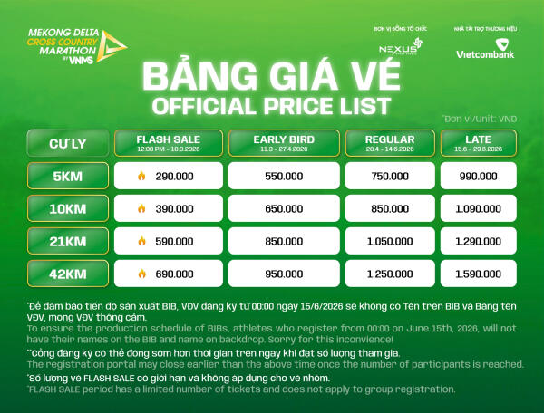 Giải chạy Mekong Delta Cross Country Marathon 2026